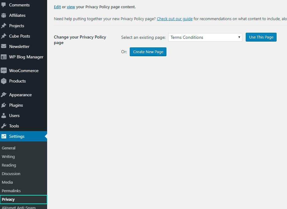 How to Add a Privacy Policy in WordPress Step 1