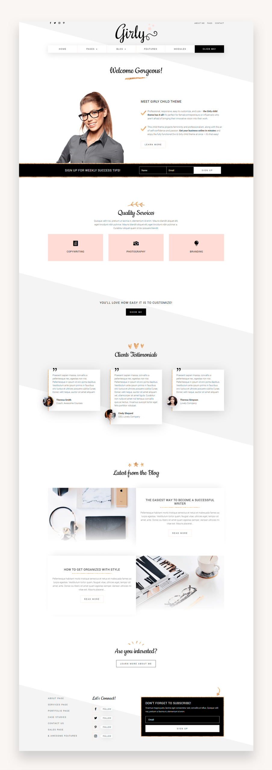 Girly Divi Child Theme