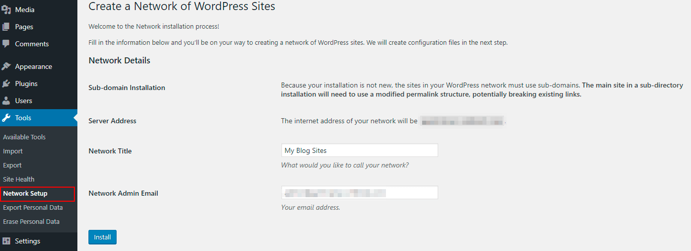How to Set Up a WordPress Multisite Step 2