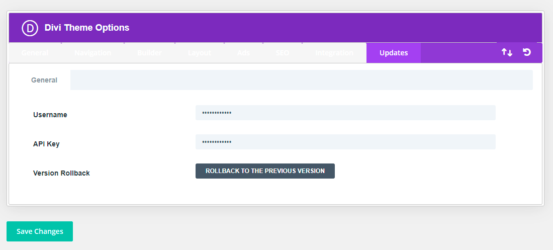 How to update Divi RollBack