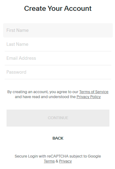 create your account step 6