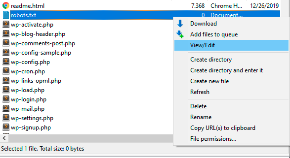 edit robots txt ftp client