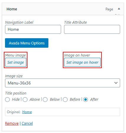 menu Image with plugin