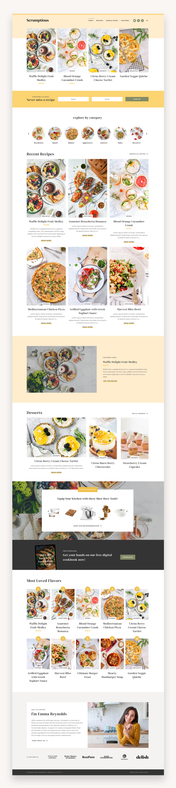 Scrumptious Blogger Kadence WordPress Theme
