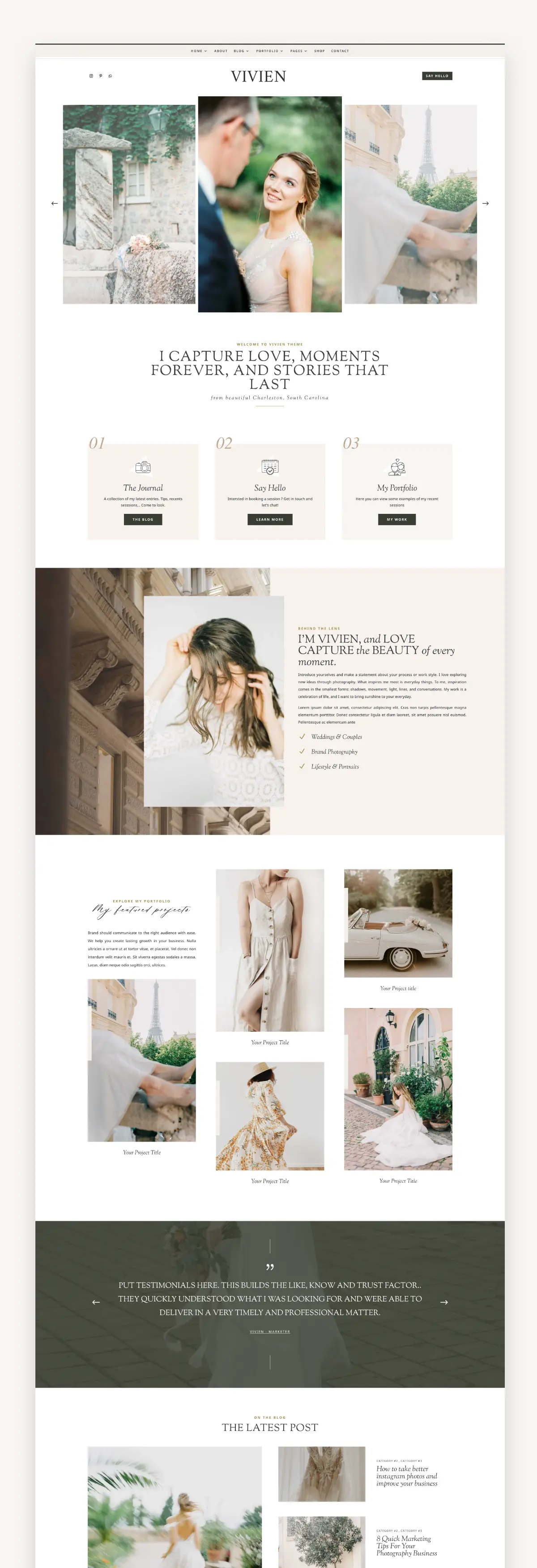 Vivien Pro Photography Divi Child Theme