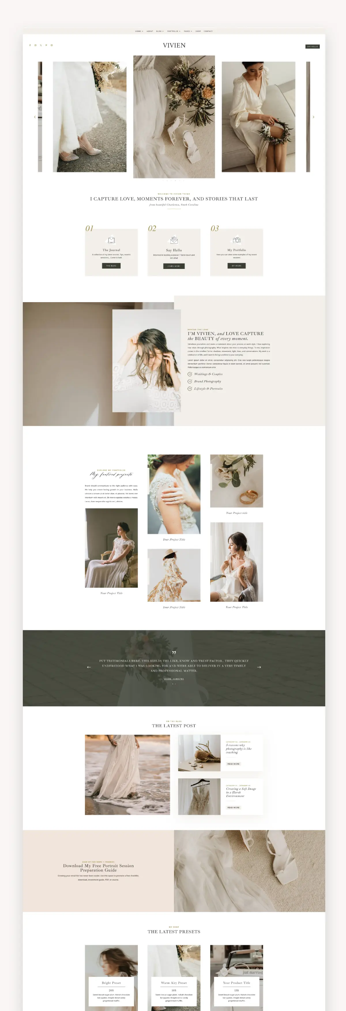 Vivien Pro Photography Divi Child Theme