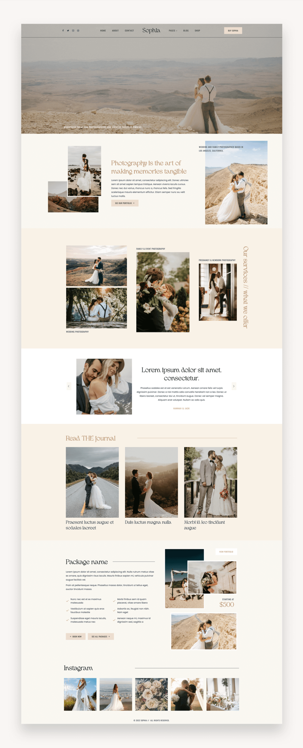 Sophia Photography WordPress Kadence Theme