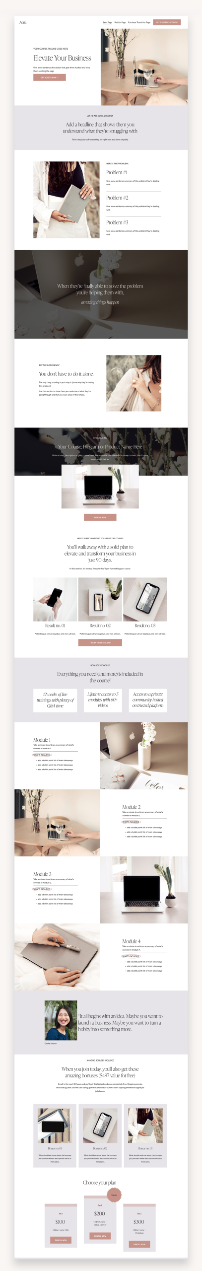 Adria Coach Squarespace Template