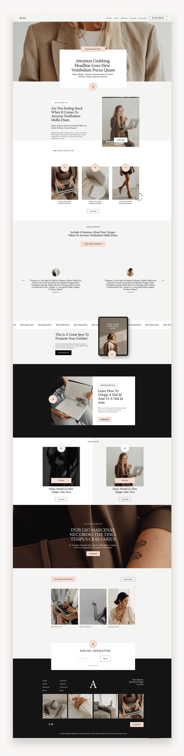 Alia Coaching Squarespace Template