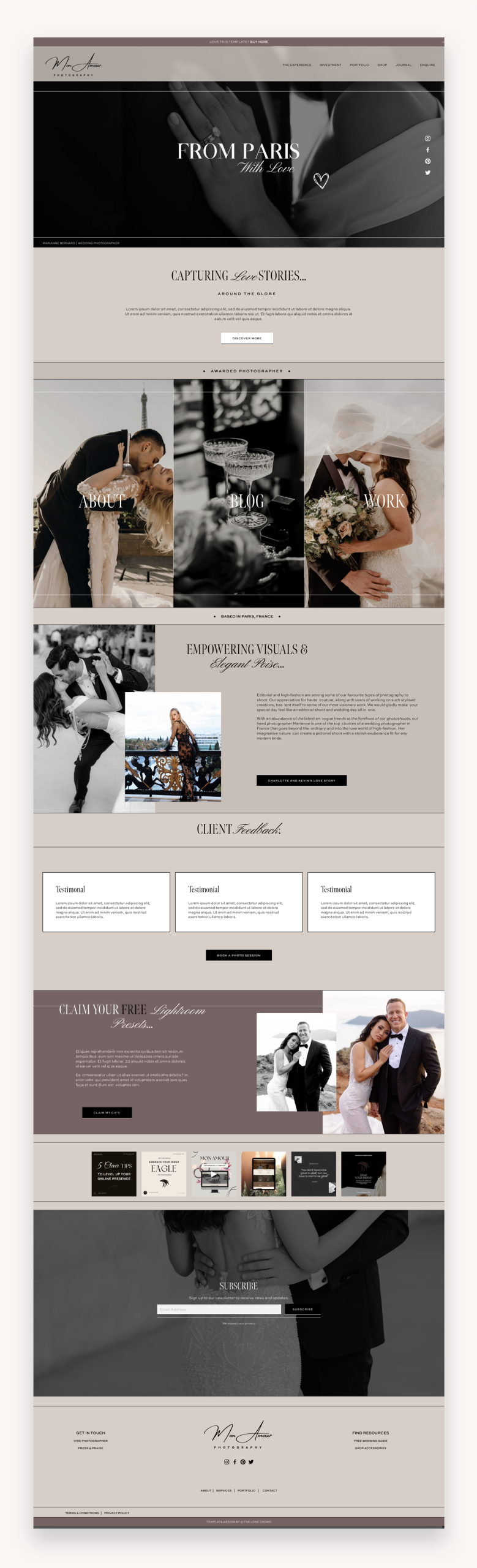 Mon Amour Photography Squarespace Template