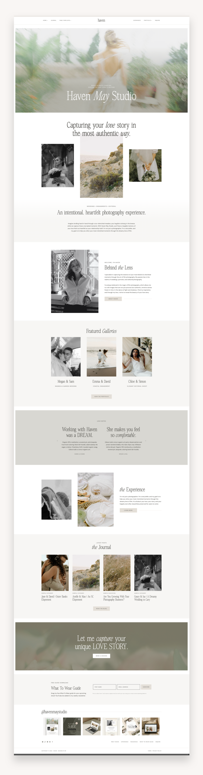 Haven Photography WordPress Kadence Theme