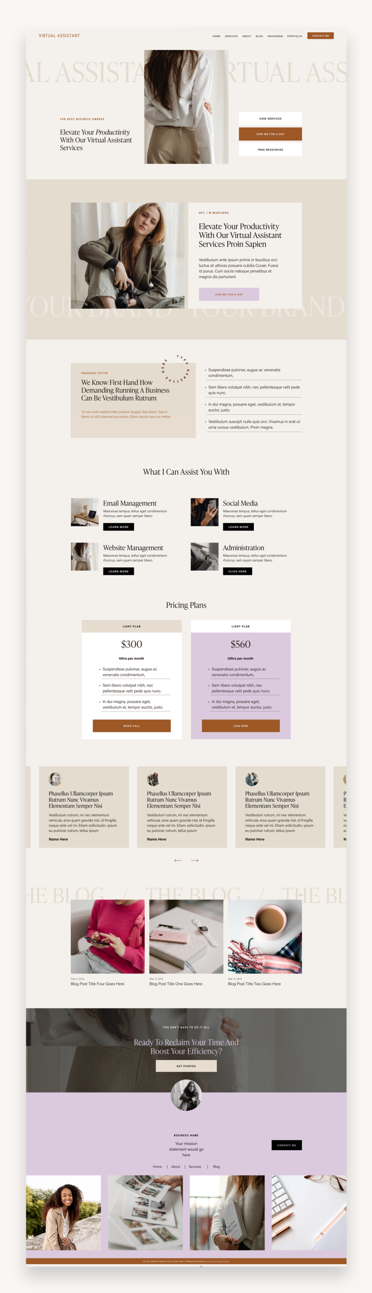 Virtual Assistant Squarespace Template