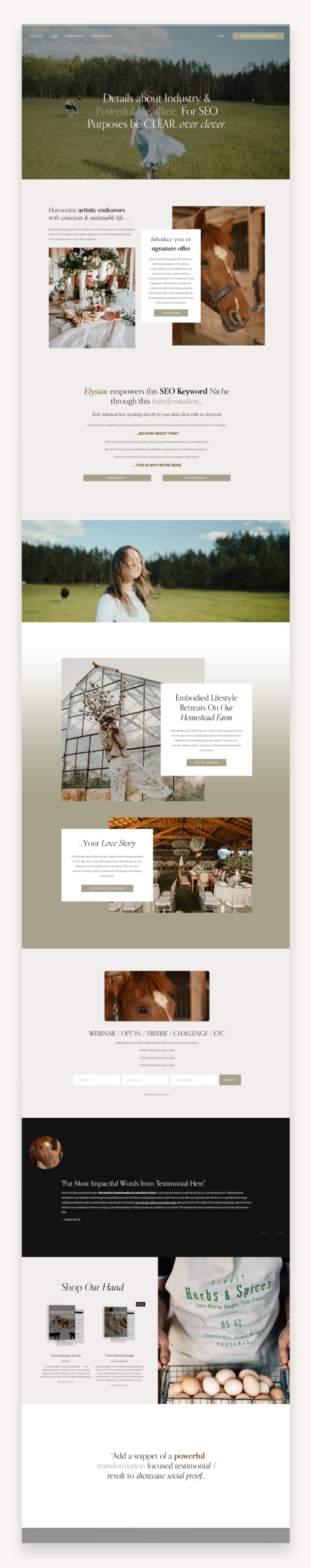Elysian Squarespace Template