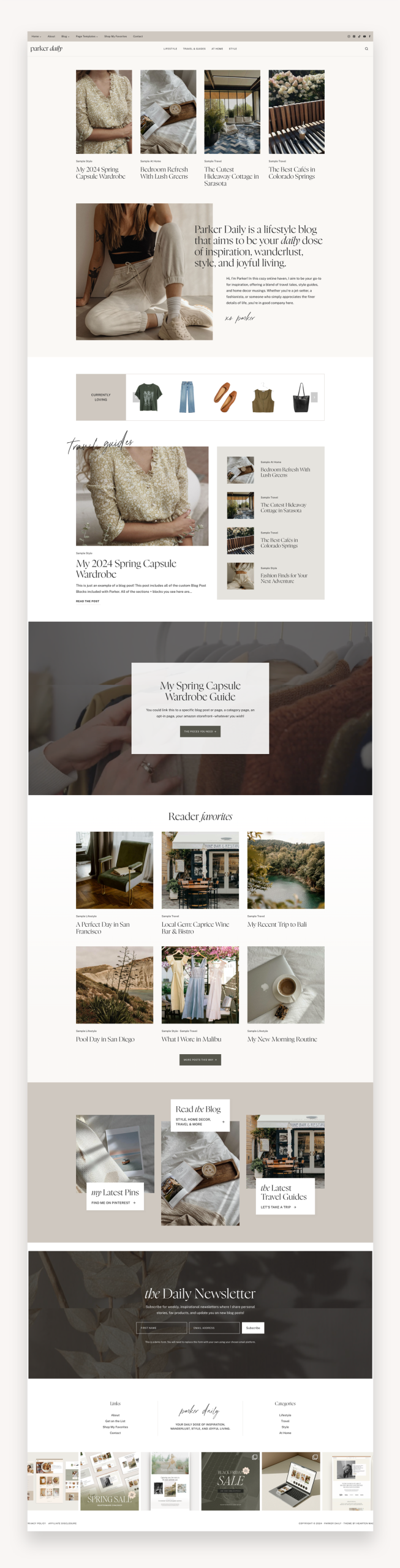 Parker Daily Blogger WordPress Kadence Child Theme