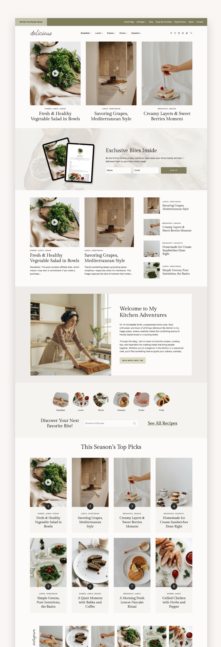 Delicious Blogger Kadence Theme