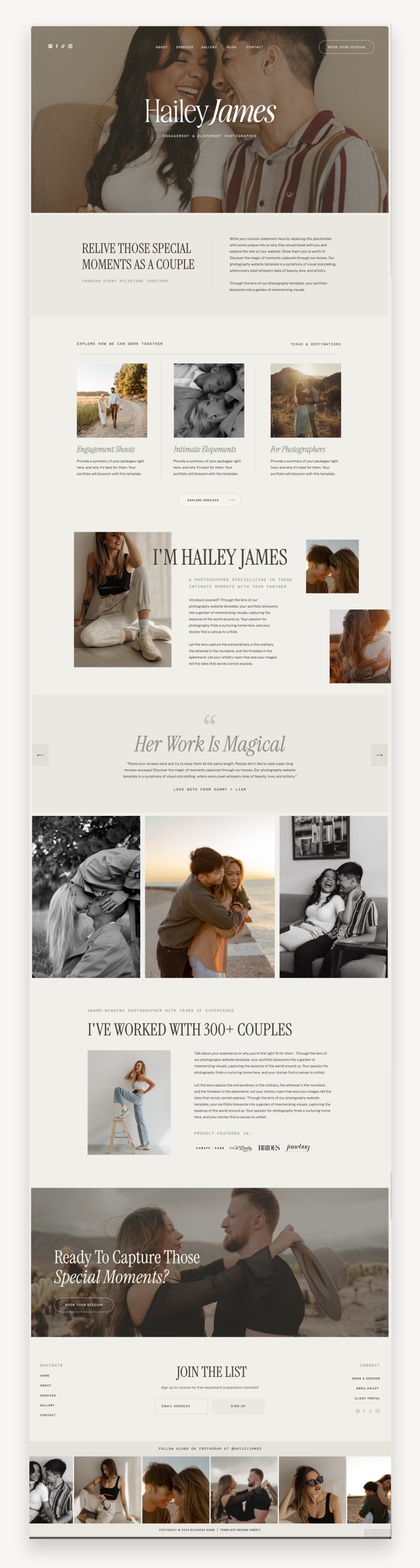 Hailey Photography Showit Website Template