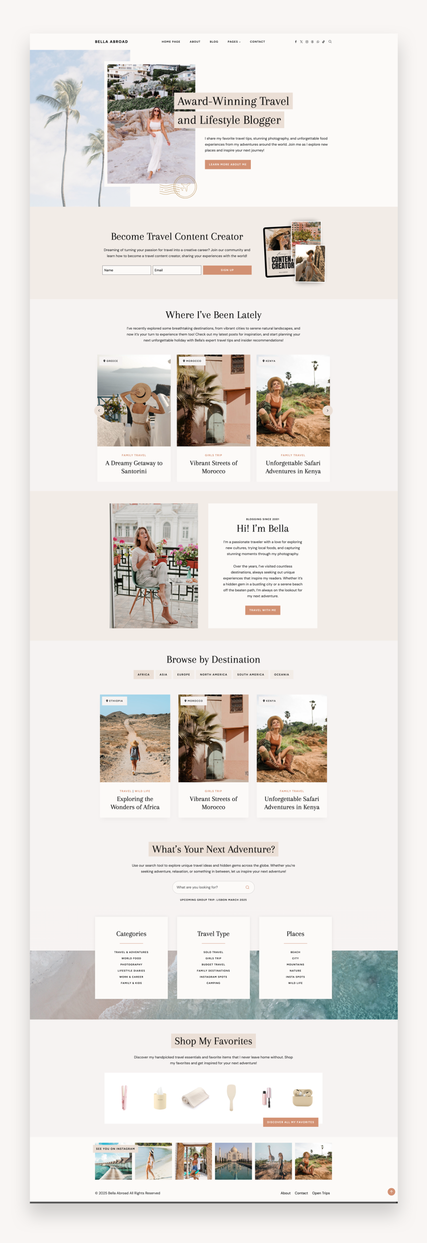 Bella Travel WordPress Kadence Theme