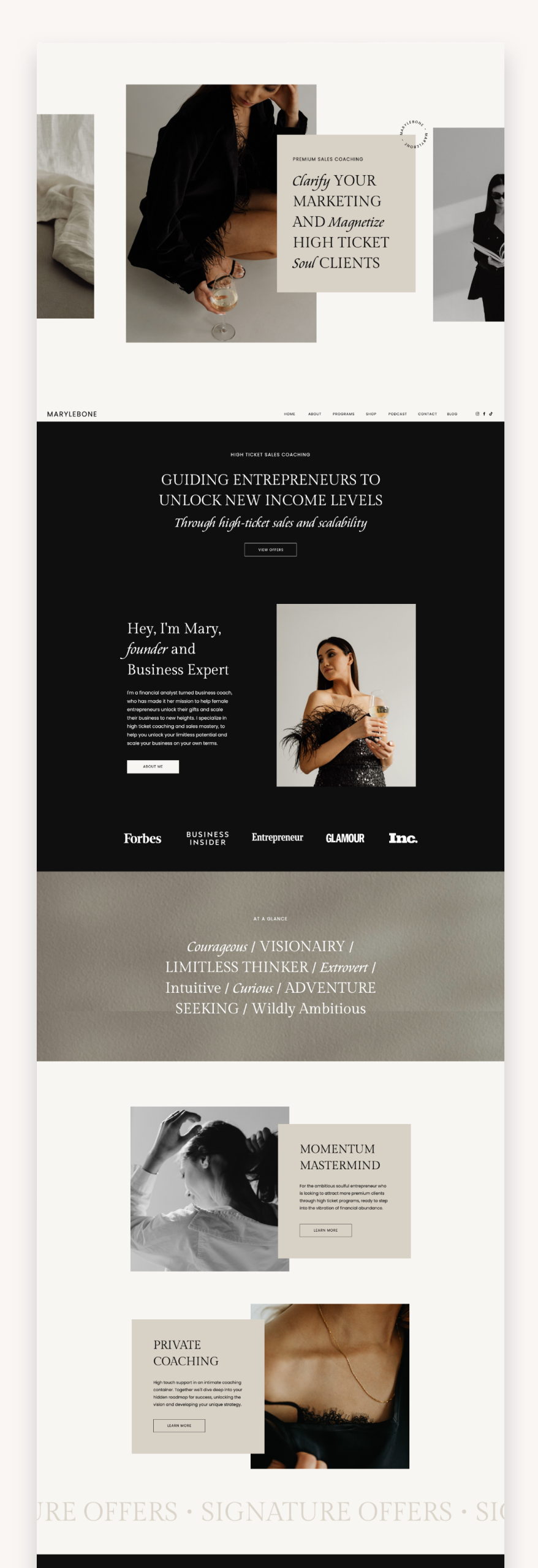 Marylebone Business Showit Template