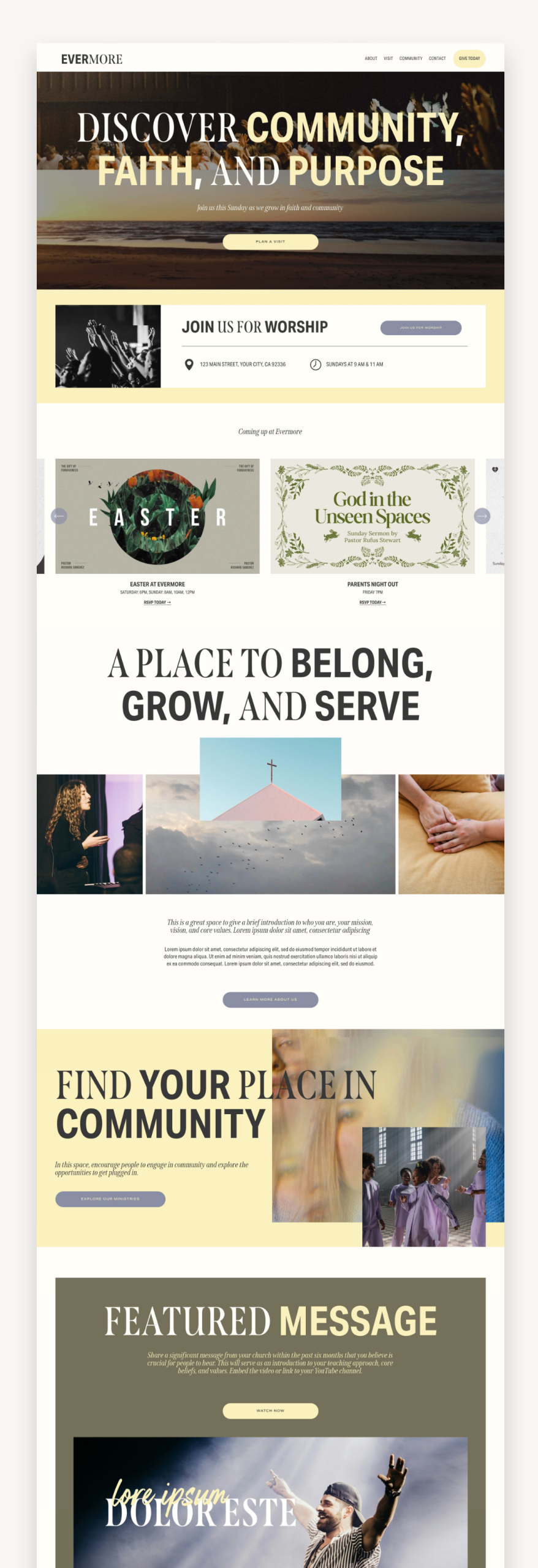 Evermore Church Squarespace Template