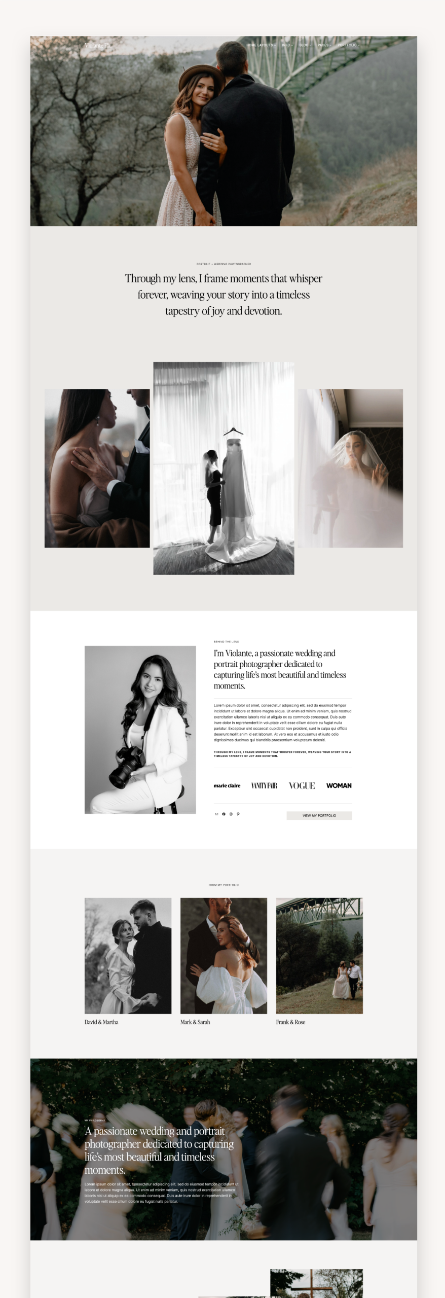 Violante Photography WordPress Kadence Theme