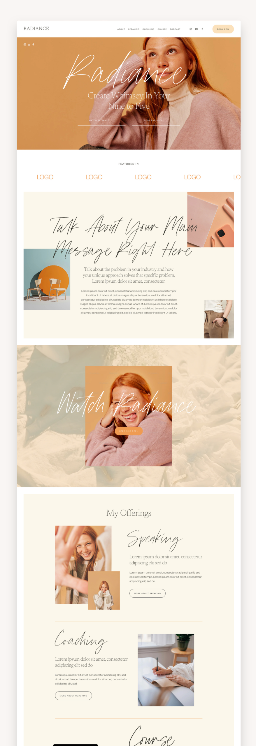 Radiance Coach Squarespace Template