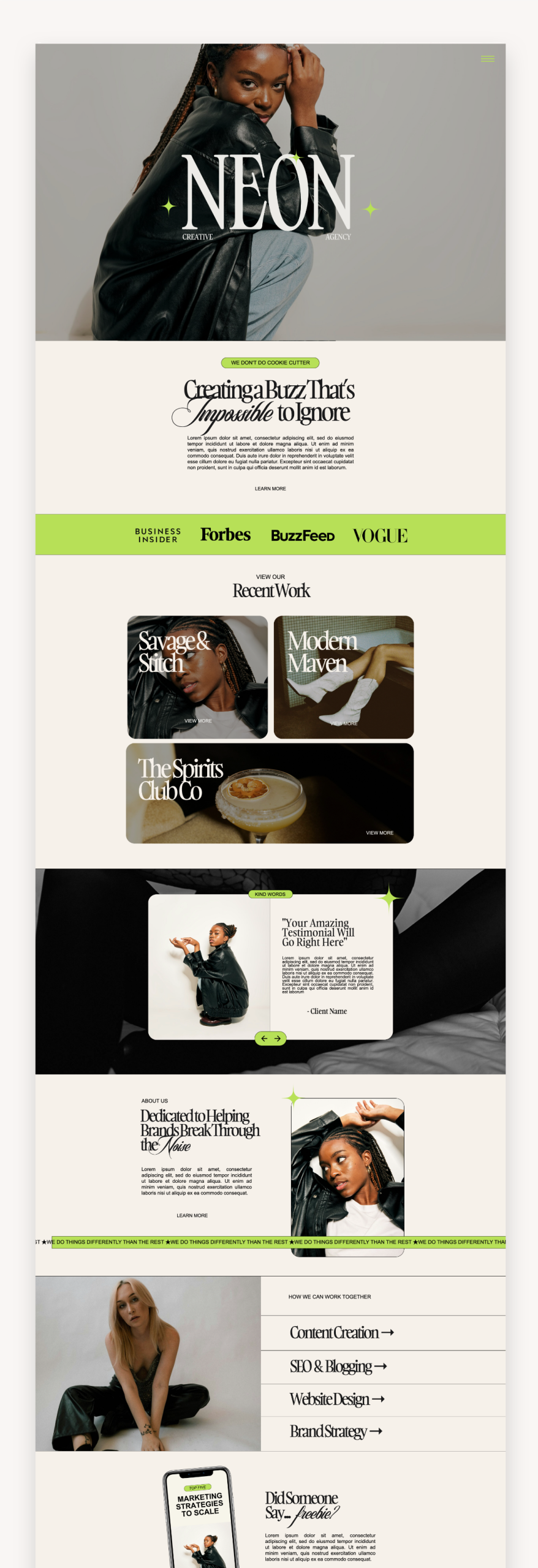 Neon Creative Coach Showit Template