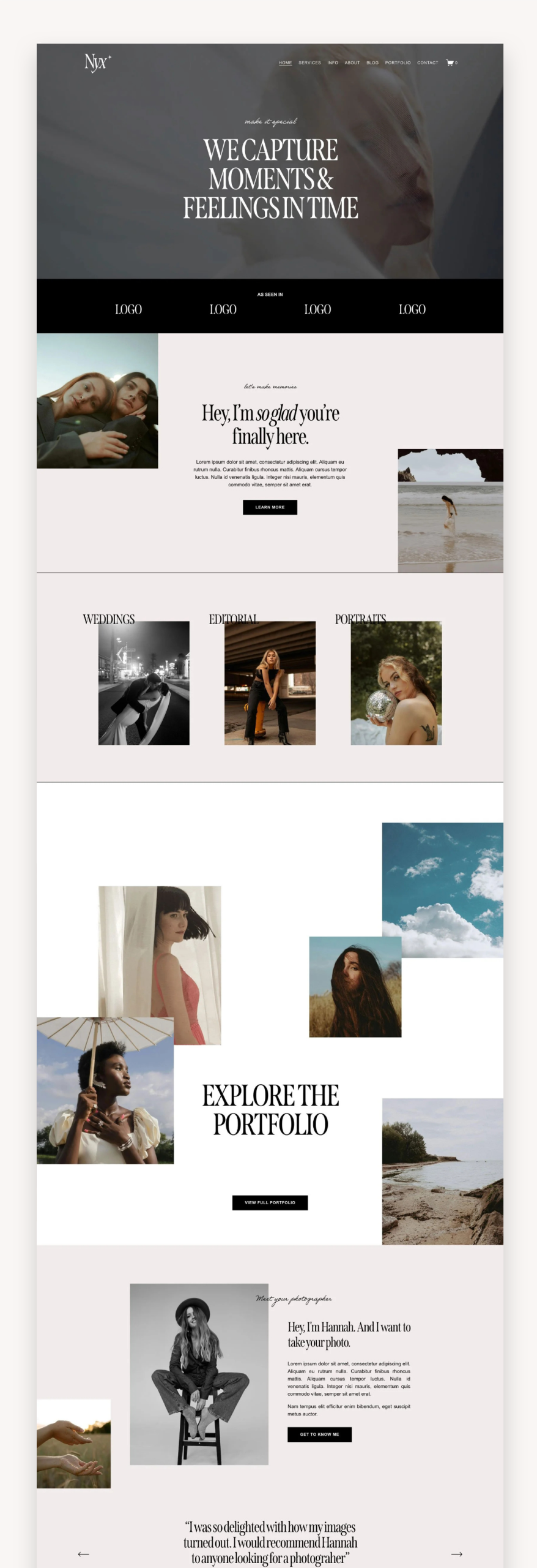 Nyx Photography Squarespace Template