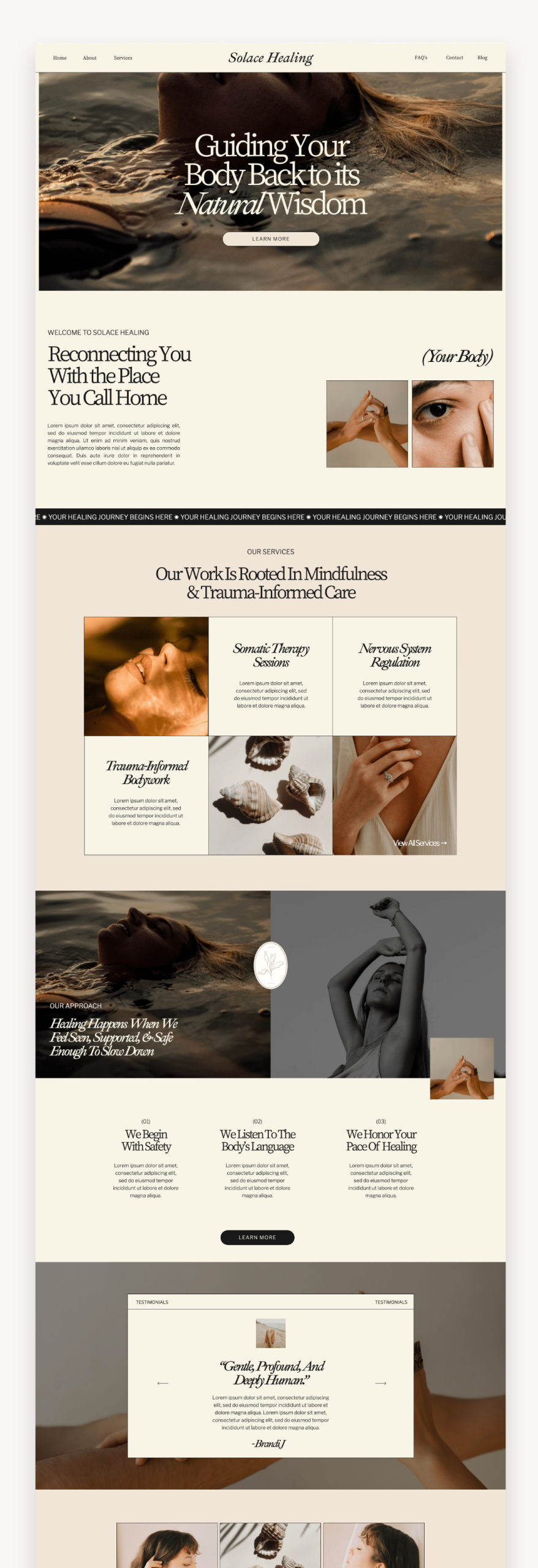 Solace Healing Coach Showit Template