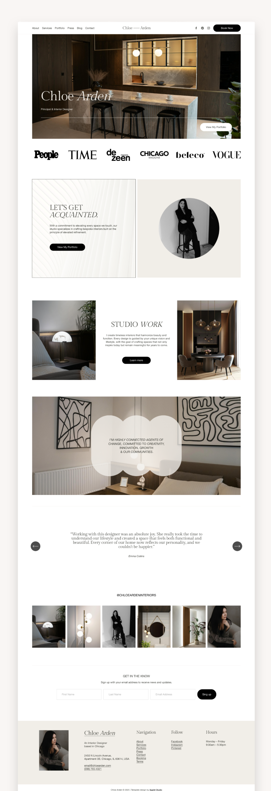 Chloe Designer Squarespace Template