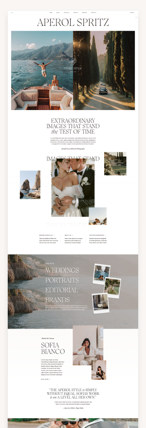Aperol Spritz Photography Showit Template