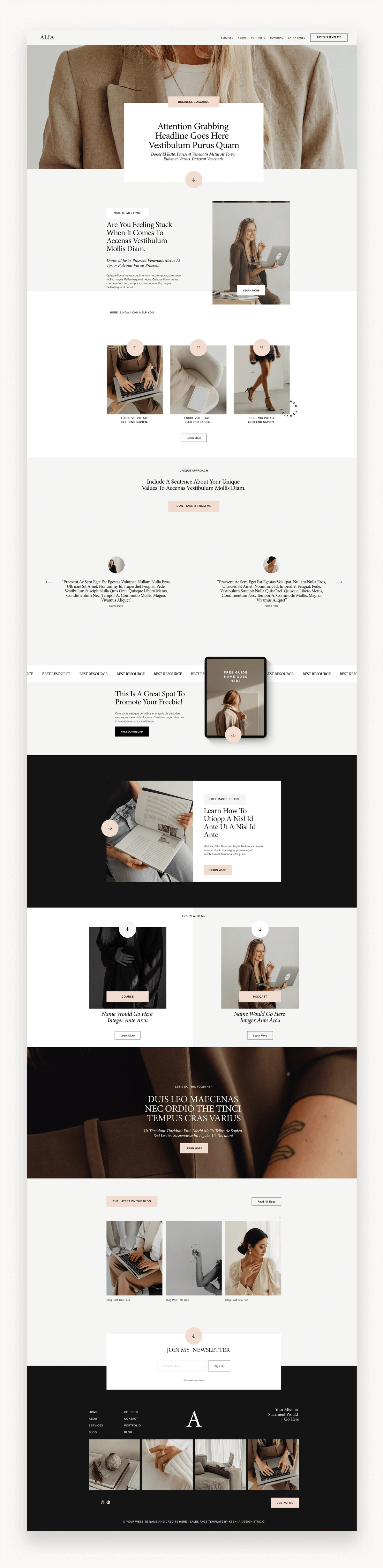Alia Coaching Squarespace Template