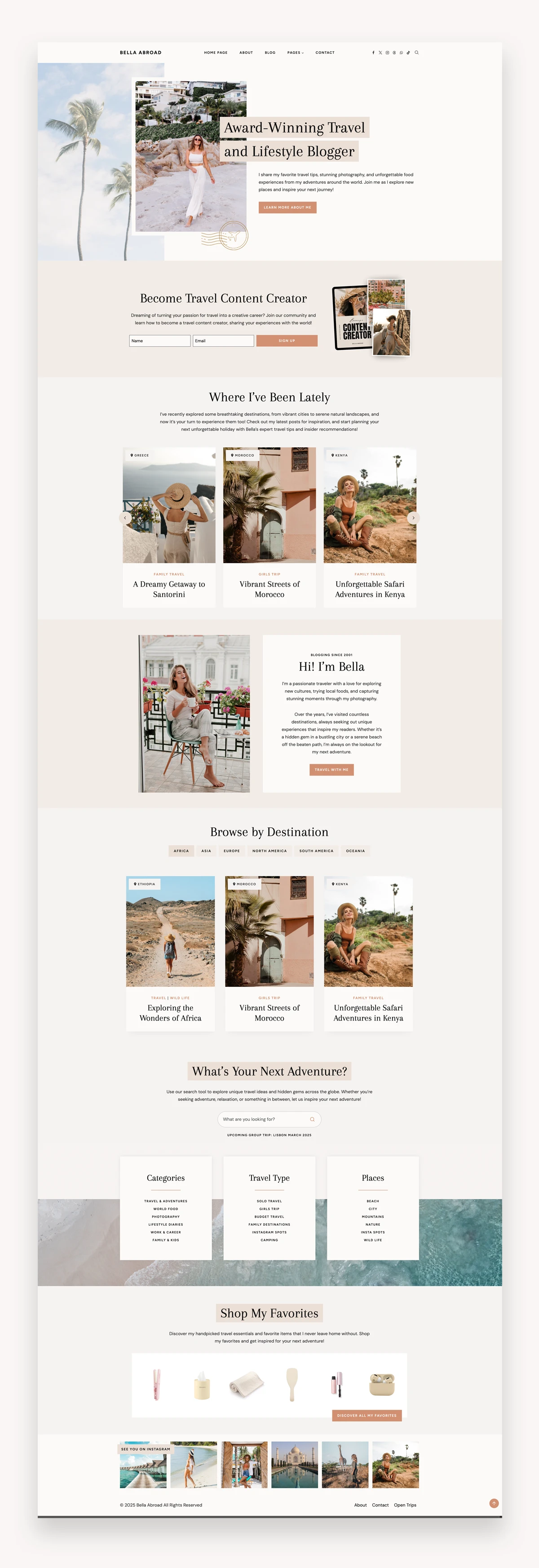Bella Travel WordPress Kadence Theme