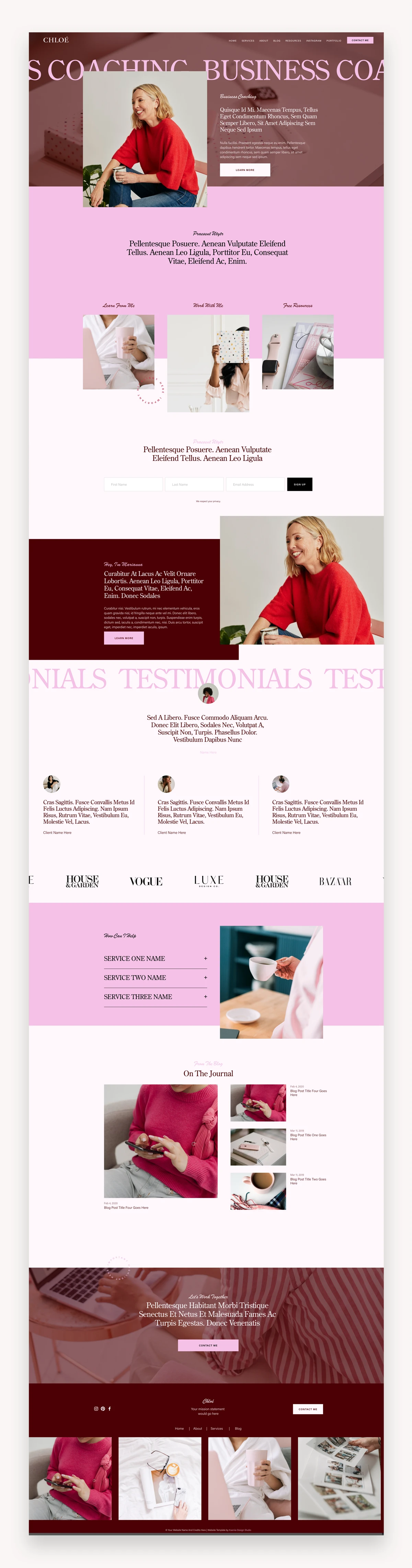 Chloe Coaching Squarespace Template