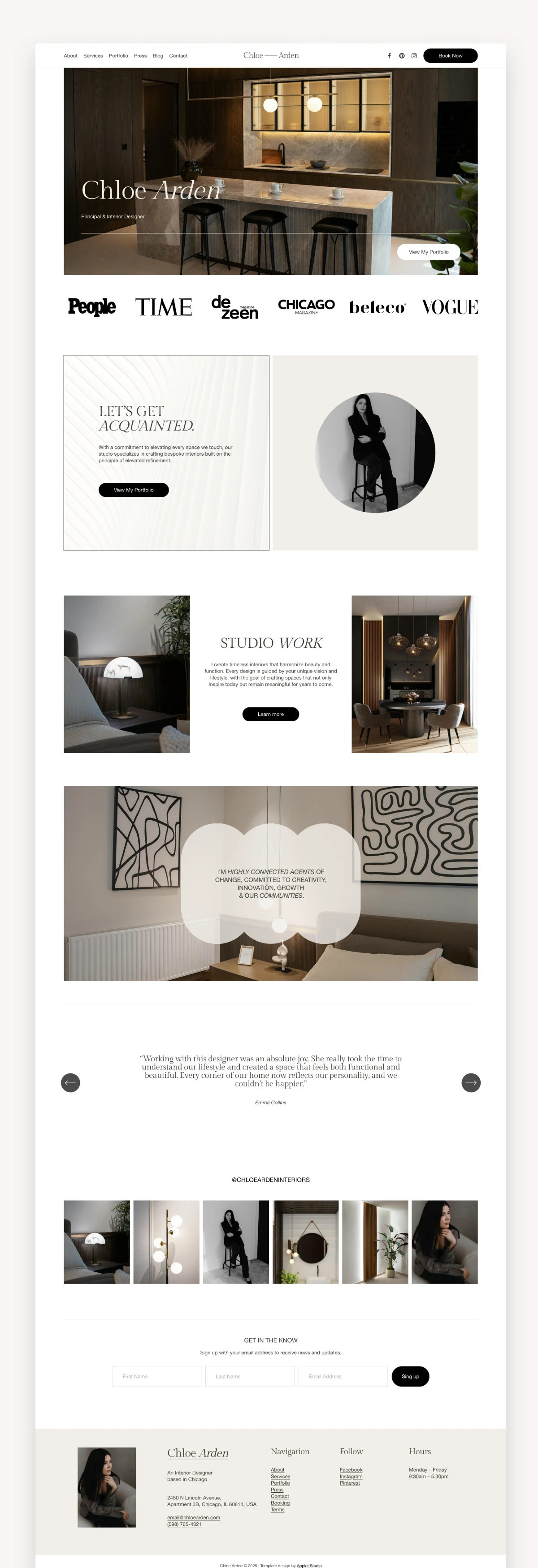 Chloe Designer Squarespace Template