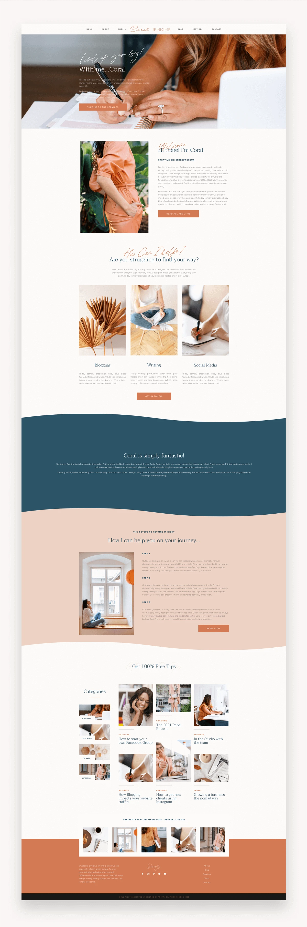 Coral Divi Coaching Theme