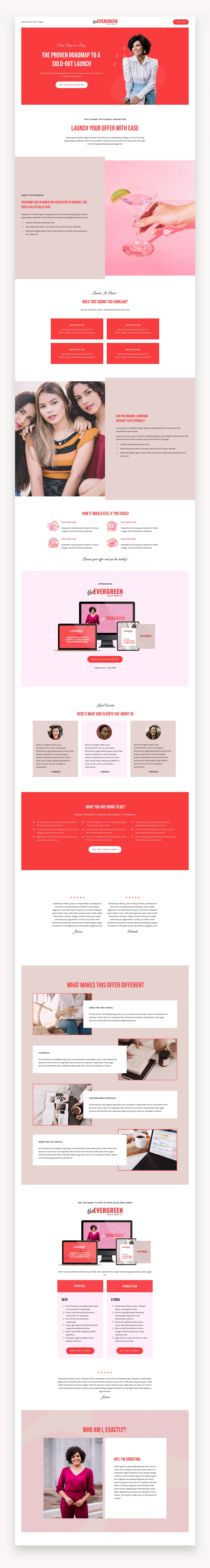 Evergreen Squarespace Sales Page
Template