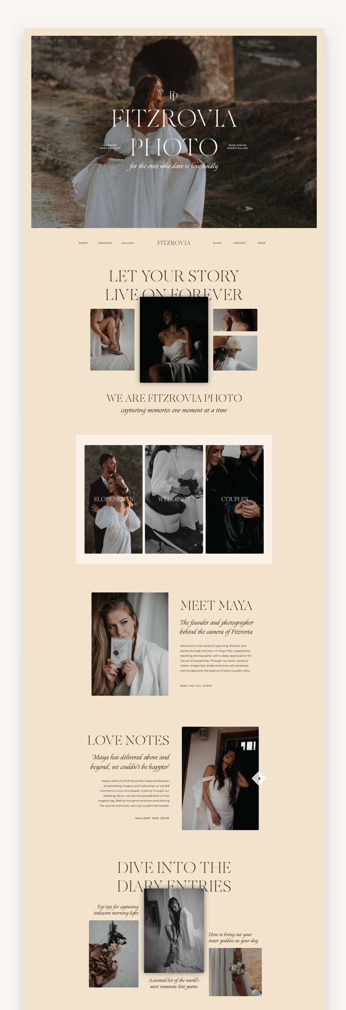 Fitzrovia Photography Showit Template