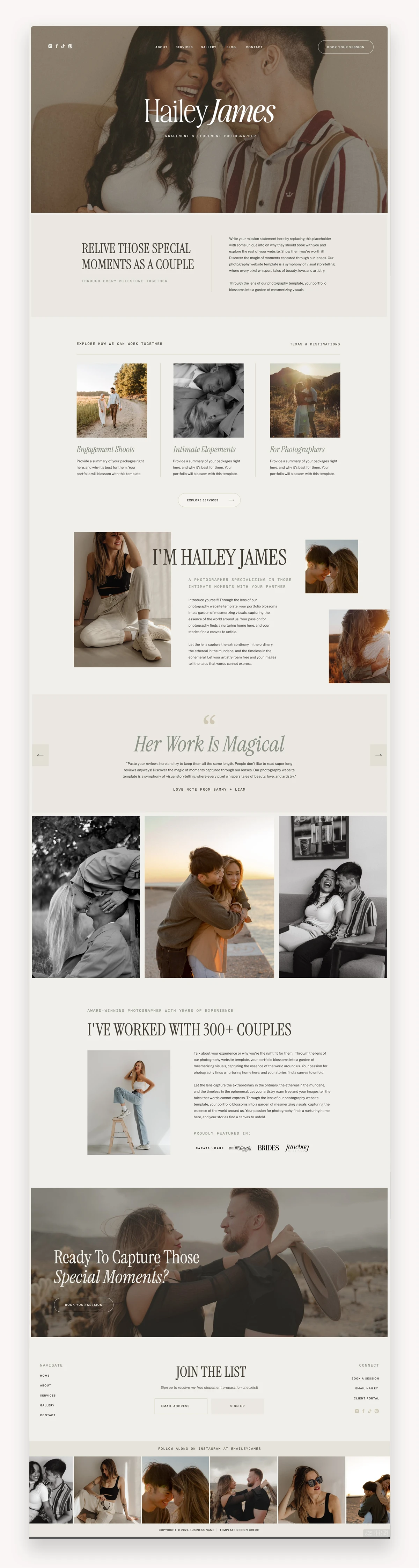 Hailey Photography Showit Website Template