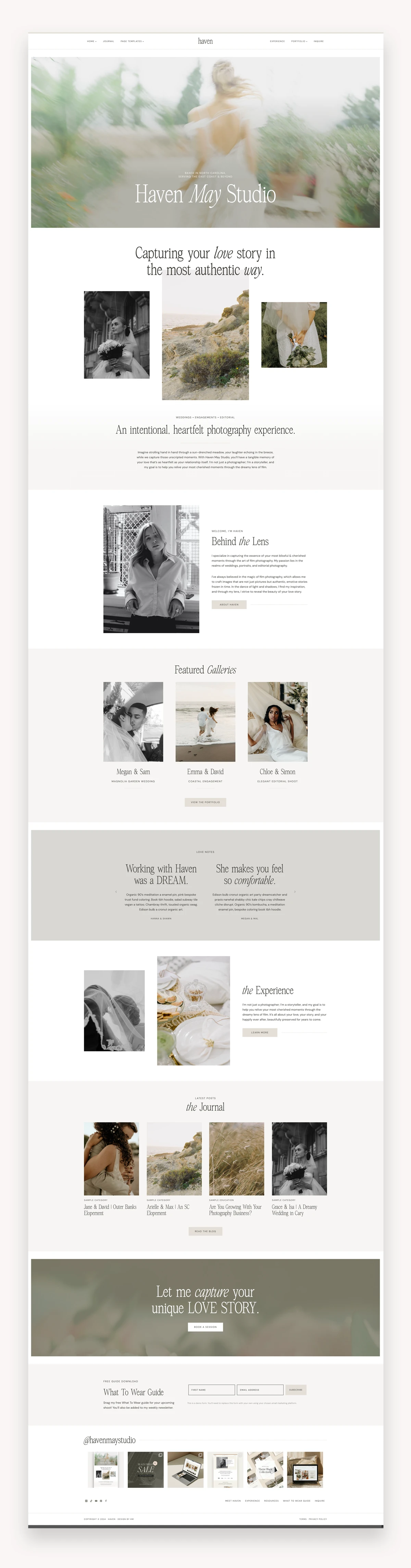 Haven Photography WordPress Kadence Theme