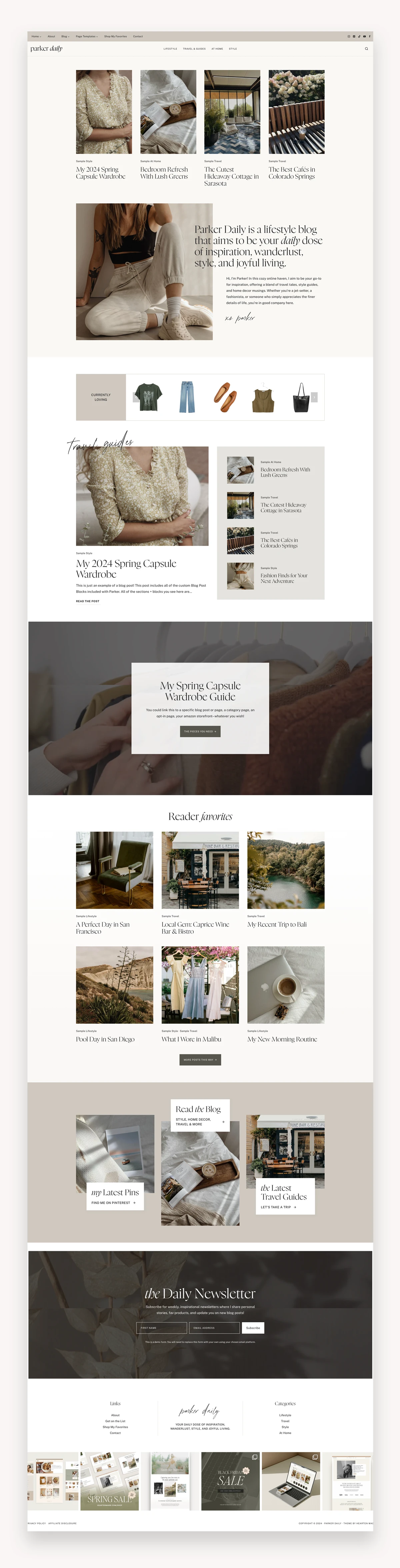 Parker Daily Blogger WordPress Kadence Theme