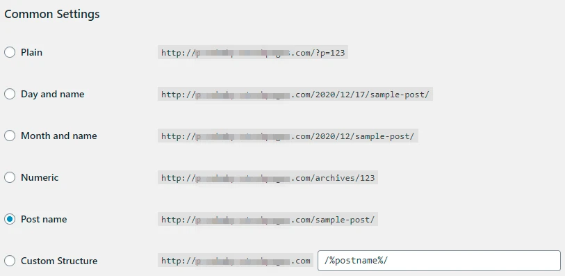 Permalinks Post Name