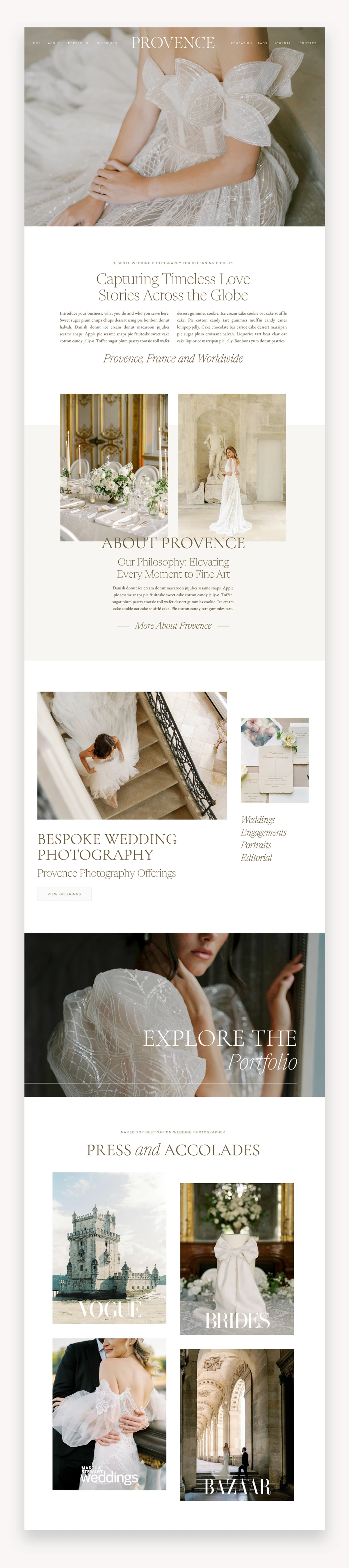 Provence Photography Showit Template