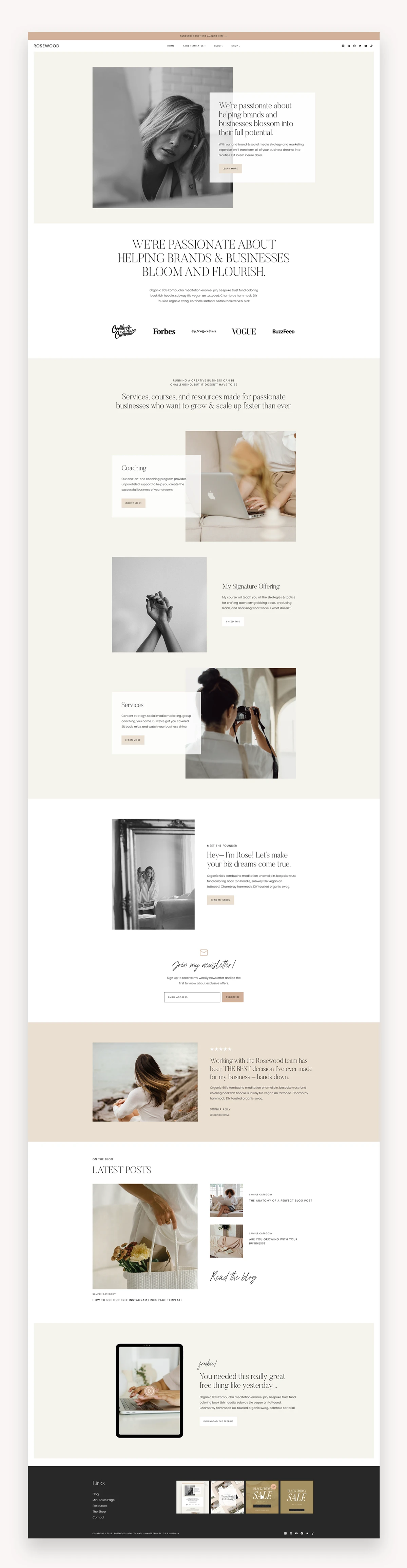 Rosewood WordPress Kadence Child Theme