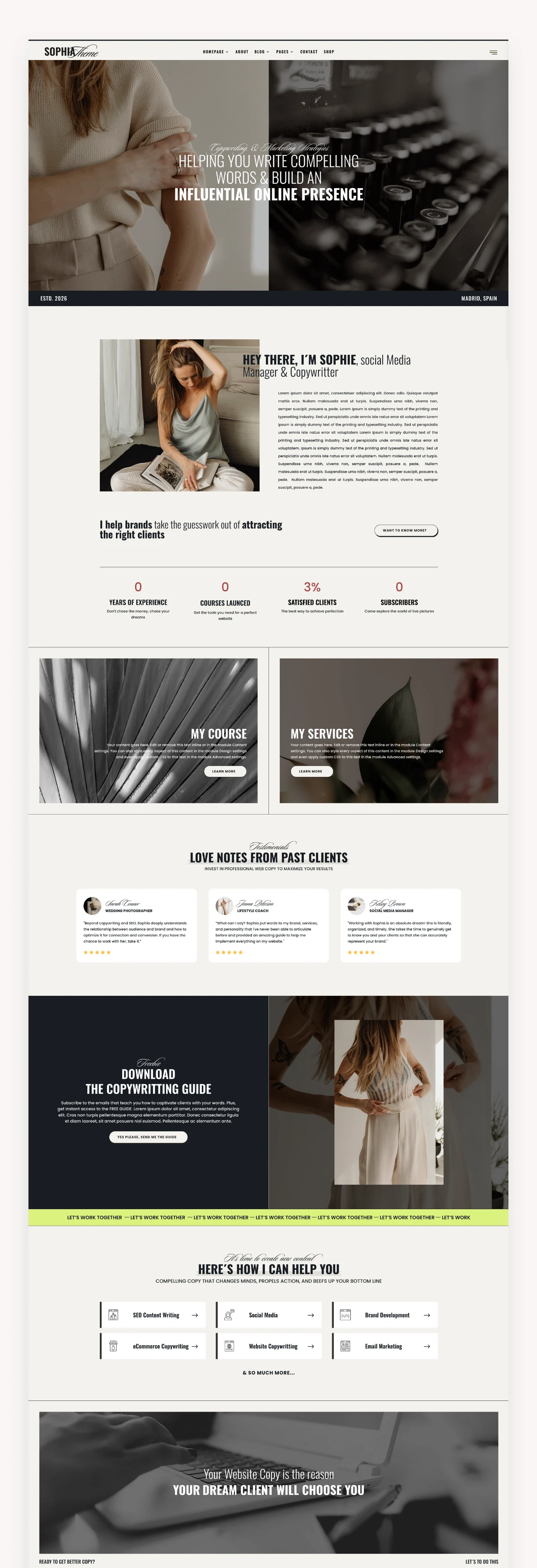 Sophia Copywritting Divi Child Theme