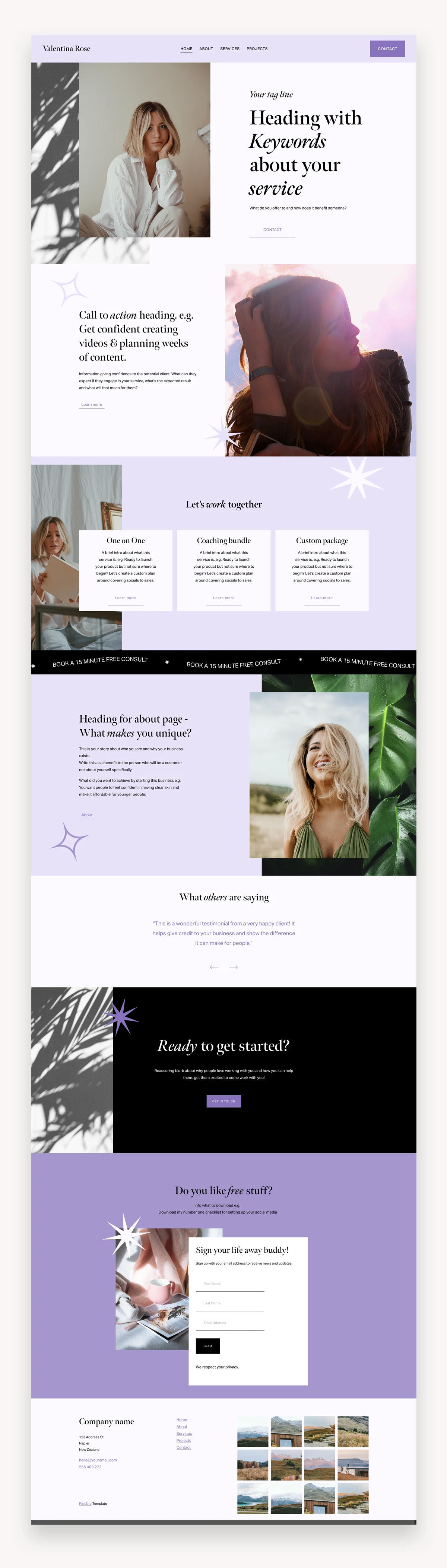 Valentine Rose Squarespace Template