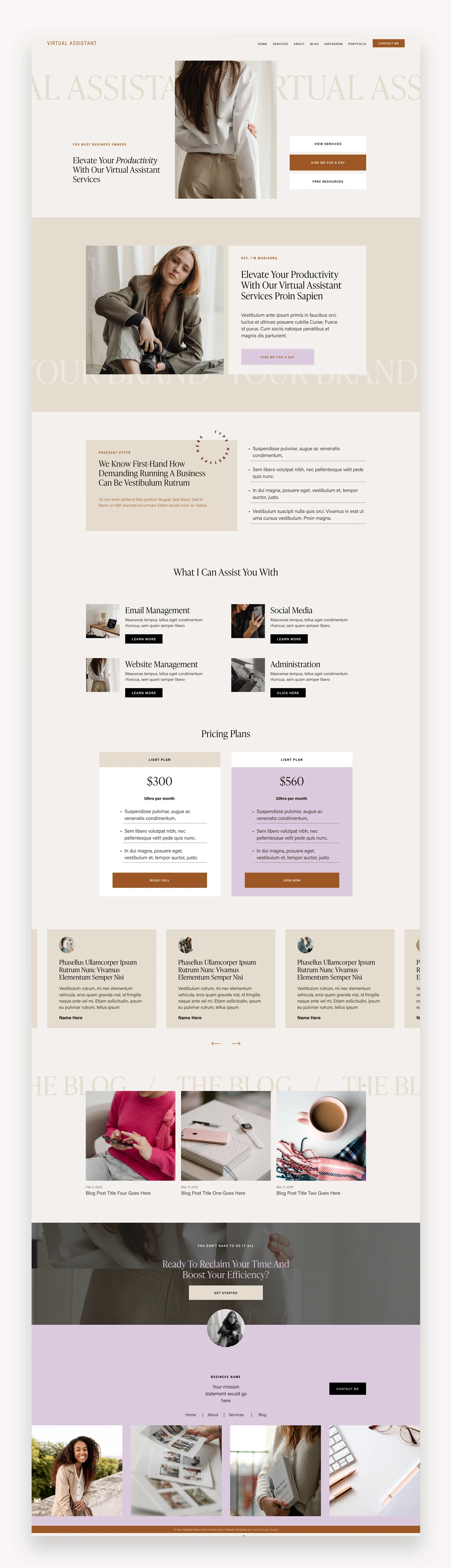 Virtual Assistant Squarespace Template