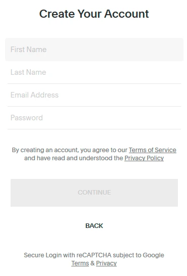 create your account step 6