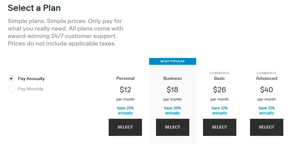 select a plan