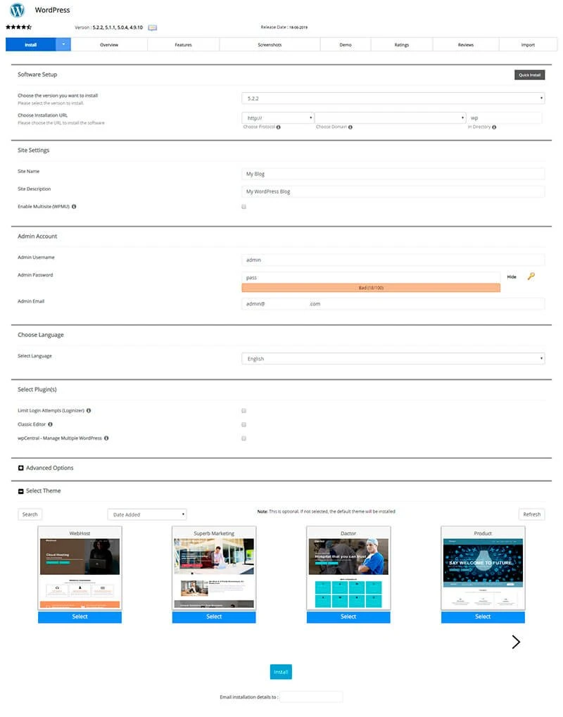install wordpress in cpanel step 3